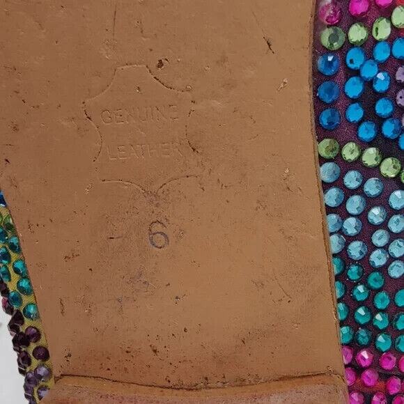 Steve Madden Multicolor Rhinestone Leather Flats Sz 6 - Picture 8 of 8